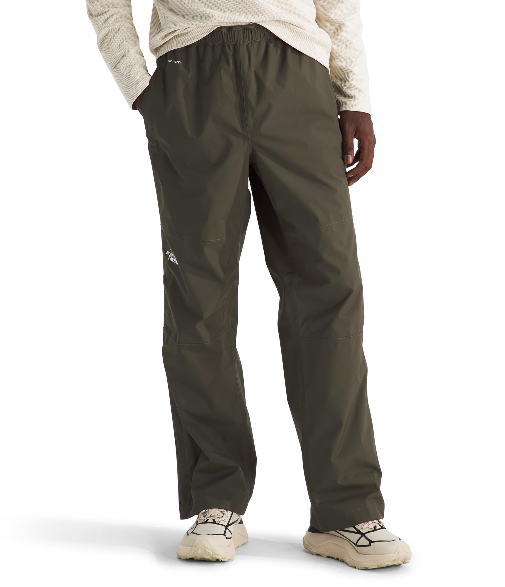 Photo 1 of The North Face Men's Antora Rain Pant - Breathable & Waterproof Hiking Pants, Elastic Waistband, Adjustable Drawcord, New Taupe Green, Large