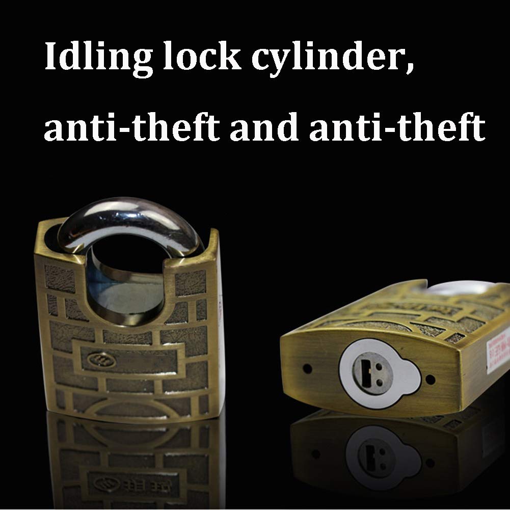 Lucchetto con chiave in lega di zinco, serratura di sicurezza in ottone vintage, cesoie anti-idrauliche, 60 mm, 3 chiavi (stile 2)(Style1)