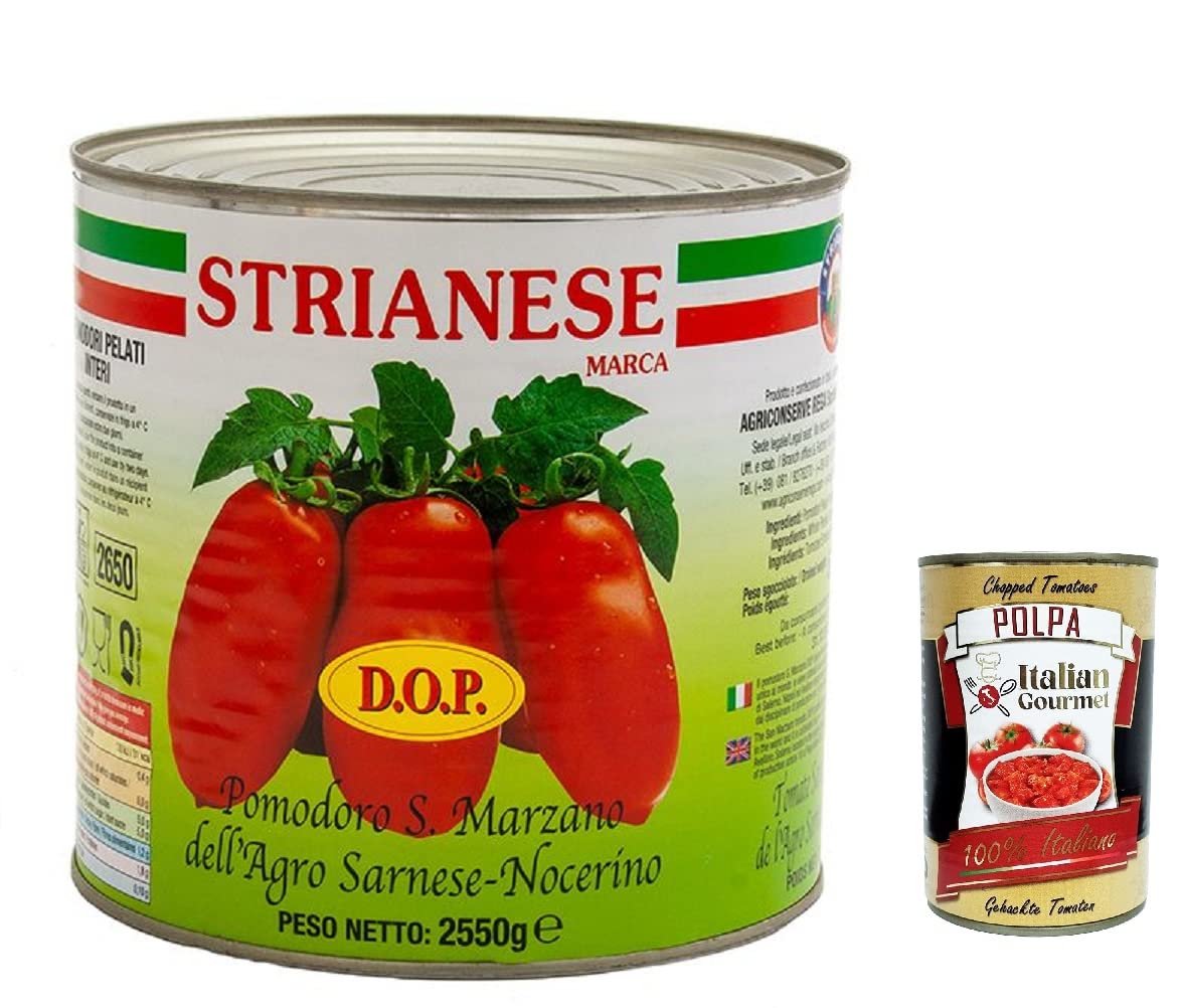 STRIANESE - Tomates pelados de San Marzano (3 kg, 3 kg, polpa italiano, gourmet 400 g)