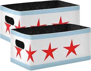 Flag Of Chicago Storage Cubes 2 Pack Container Bins for Shelves Closet Books