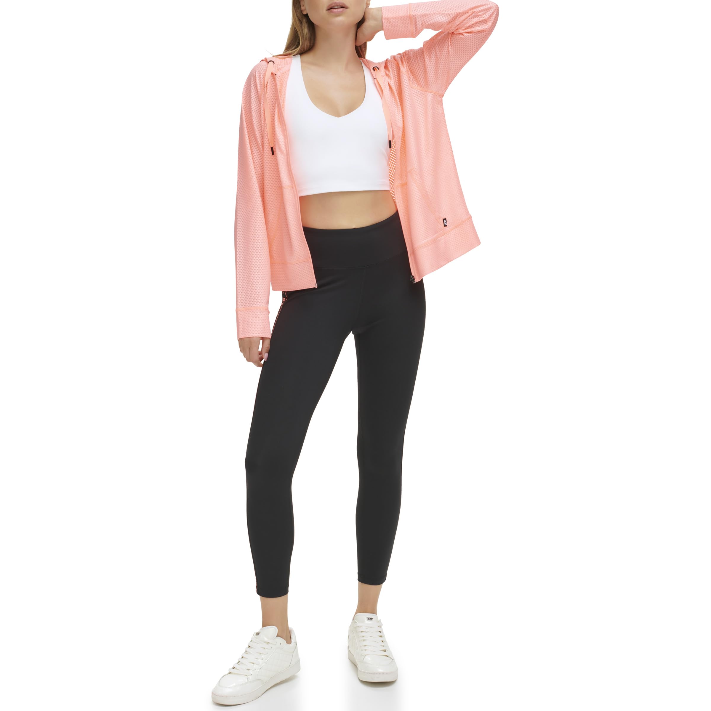 DKNY Women's High Waist 7/8 Legging Logo, Atomic Pink, Medium, Atomic Pink, M