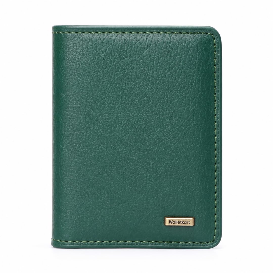 Leather Travel Card Holder | 6 Card Slots & Compact Design | Perfect for Him & Her (Orvik_Green)-image-28