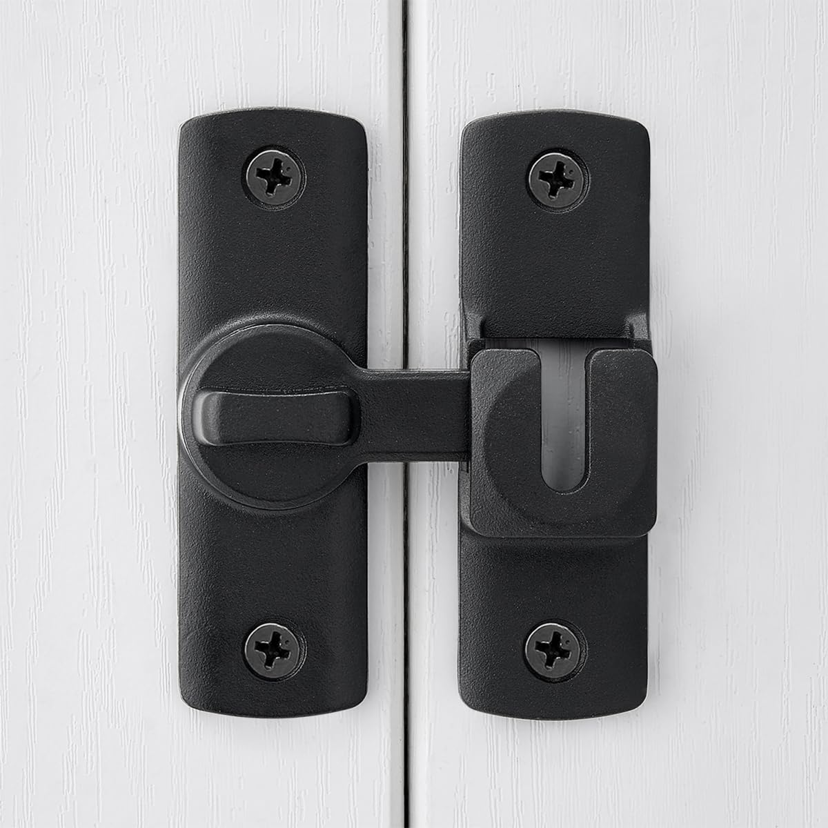 INIRET Black Barn Door Latches,90/180 Degree Gate Lock,Aluminum Alloy Right Angle Door Lock Latch,Flip Gate Latches Hardware,Door Security Sliding Door Latch Lock fo Cabinets,Barn Door,Bathroom - Image 3