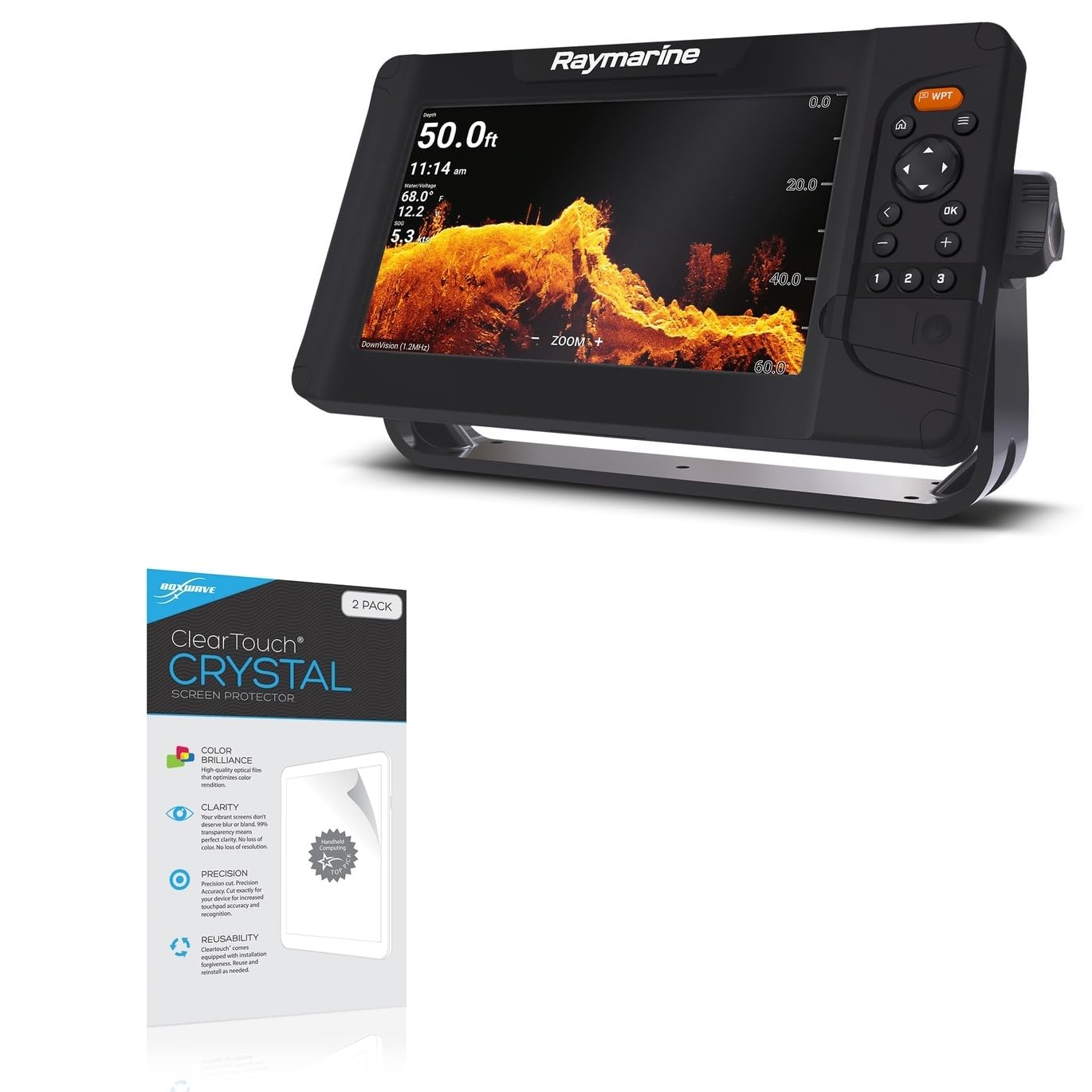 BoxWave Screen Protector Compatible with Raymarine Element 9 HV - ClearTouch Crystal (2-Pack), HD Film Skin - Shields from Scratches