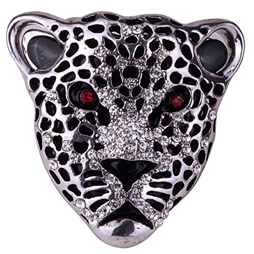 YACQ Women's Leopard Stretch Rings Fit Finger Size 7 to 9 - Lead & Nickle Free - Elastic Soft Band Perfect for Arthritis - Silk Scarf Holders - 1-1/2 x 1-1/2 Inches