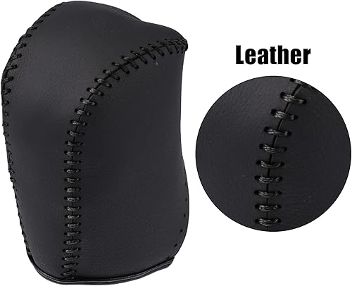 Miniatura 5 de X AUTOHAUX Cubierta de palanca de cambios de cuero genuino para Toyota Camry 2007-2011 línea negra