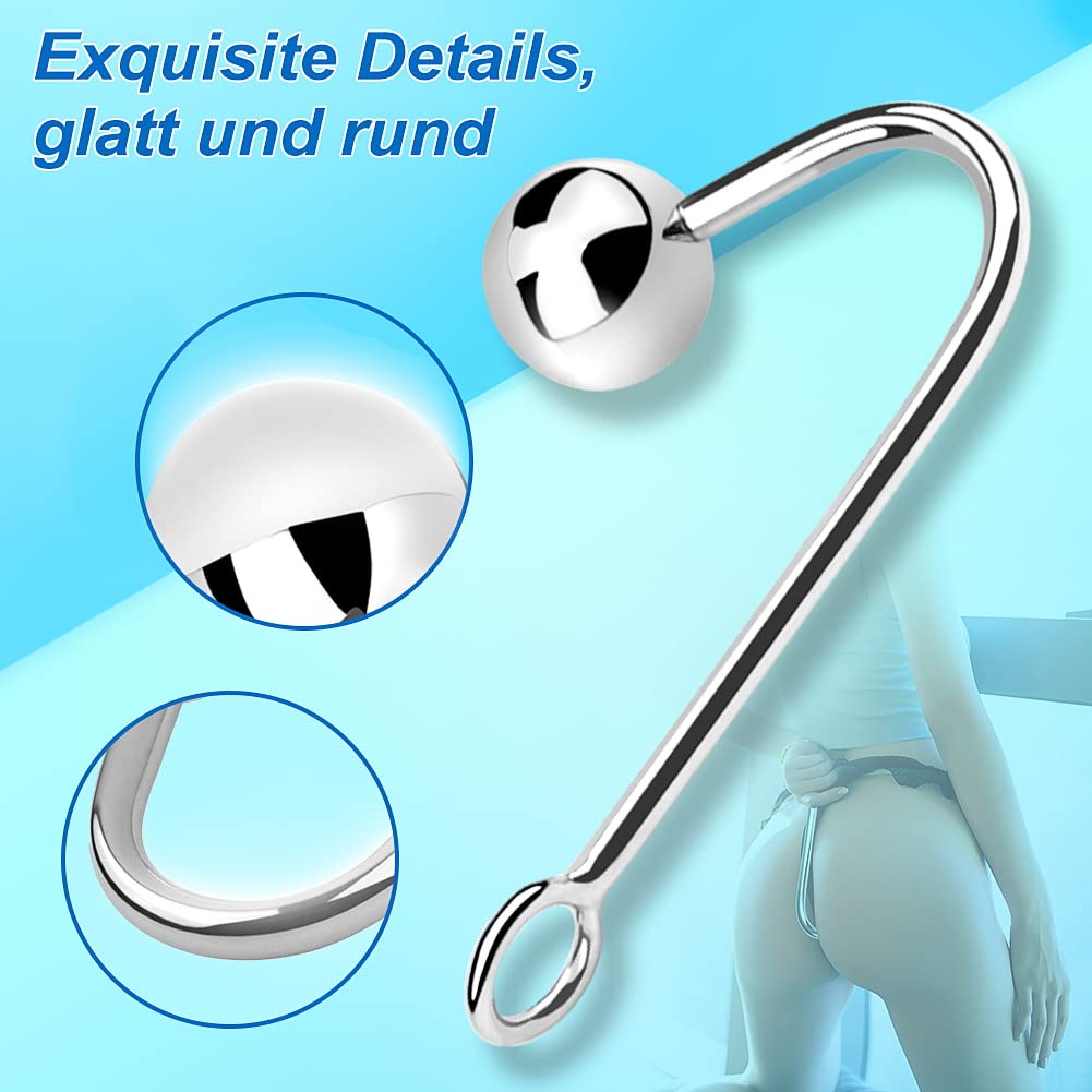 Roluck Gancho anal con 2 bolas intercambiables de acero inoxidable Anal Hook Anal Gancho Anal para Hombres Mujeres Juguete Anal
