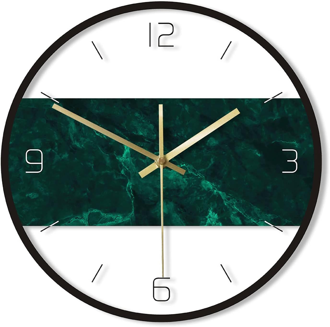 Reloj de pared Reloj de pared de 12 pulgadas con estampado de textura de mármol verde oscuro, reloj de pared nórdico moderno, arte de pared abstracto, reloj decorativo antigarrapatas for dormitorio re