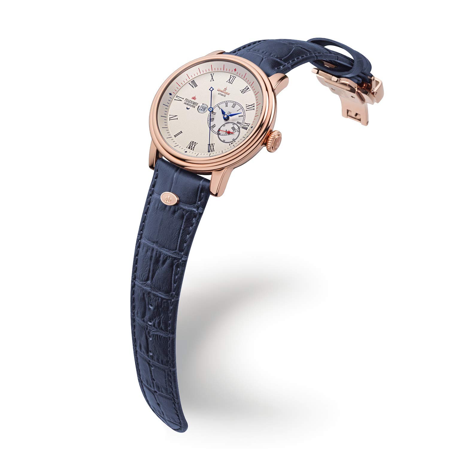 Kronsegler Phaenomen Automatik Regulateur Herren Armbanduhr Rose-Altweiß-Römisch