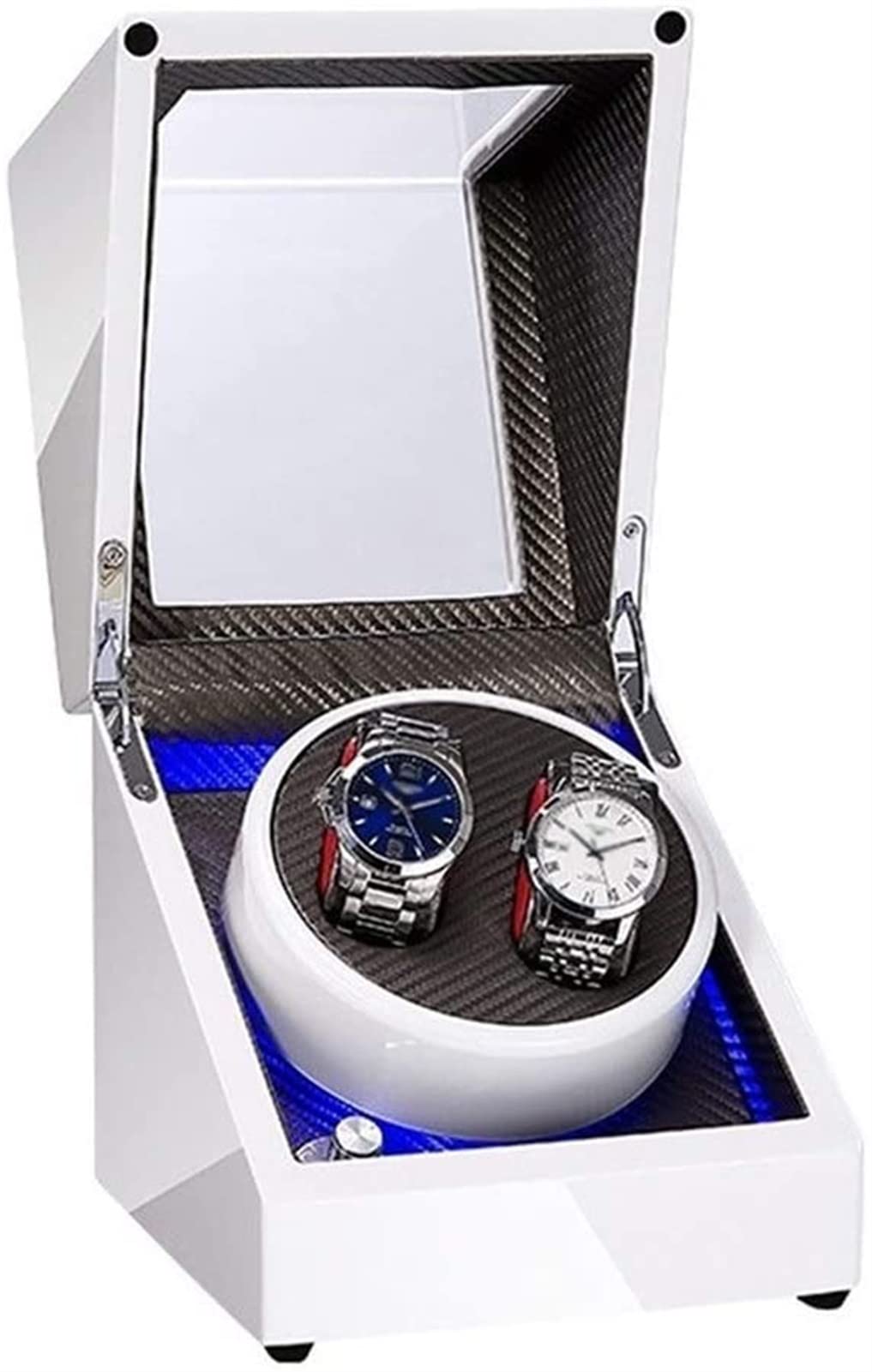 CGCSYZ White Double Watch Winder Box For Automatic Watch Built-in LED Light Piano Paint Exterior Dual Power Supply Quiet Motor Accessories (B)