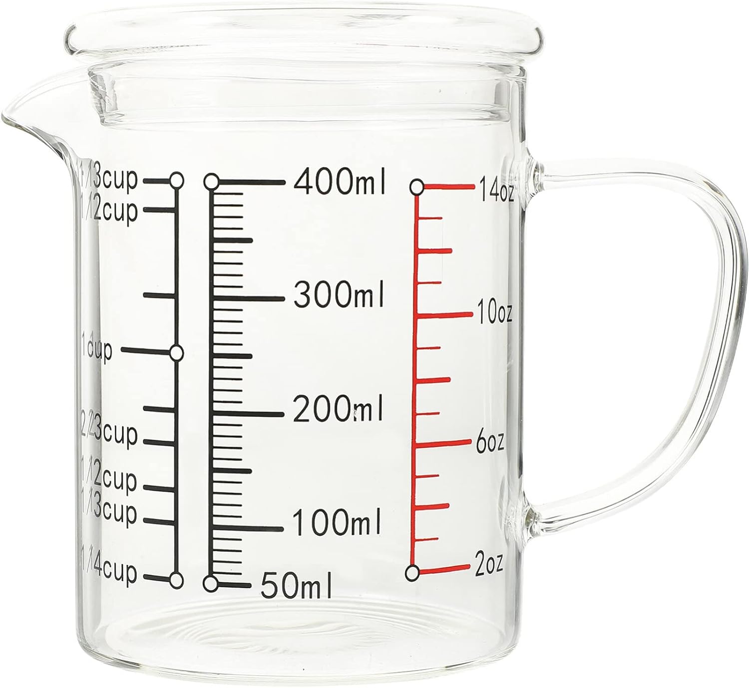 Luxshiny Glass Measuring Cup with Lid Handle Measuring