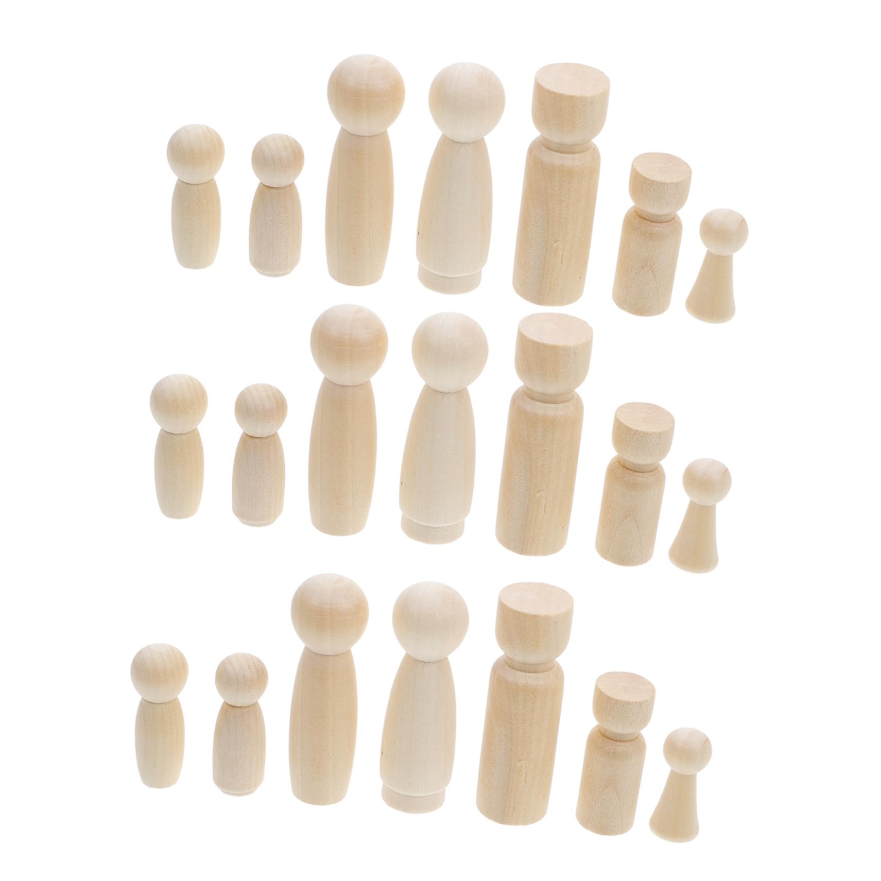 Figuras de Madera sin Terminar 50 Piezas, Muñeca de Clavija, Mezcla