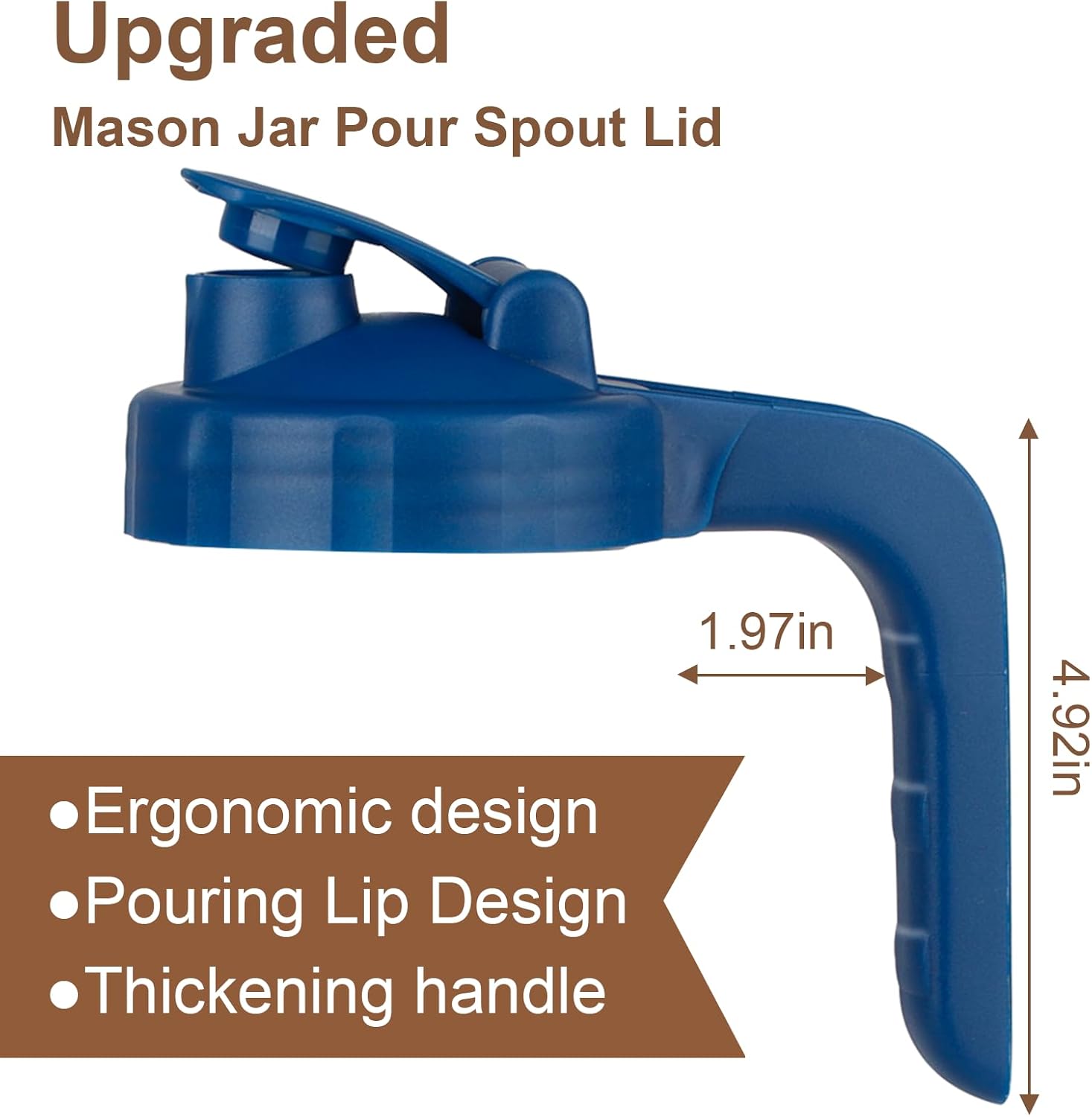 Cold Brew Coffee Maker Pitcher,32 Oz Glass Mason Jar Pitcher with V-shaped Pour Spout Handle Lid,Stainless Steel Filter for Iced Coffee,Iced tea,Breast Milk,Fruit Drinks,lemonade-Blue - Image 2