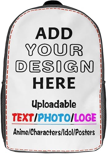 Mochila personalizada con texto de imagen y foto, personaliza mochila de viaje para laptop para hombres y mujeres, bolsa de hombro casual de 17