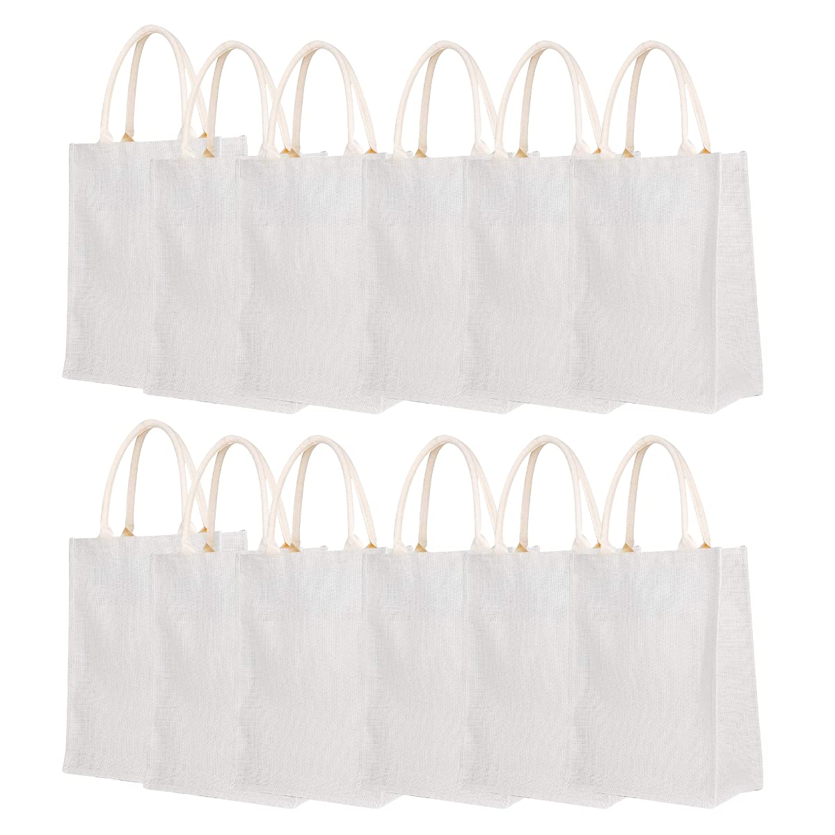 Unisex Adults Tote Bags Bulk Tote Bags - Jute Shopping Bags (pack of 12)