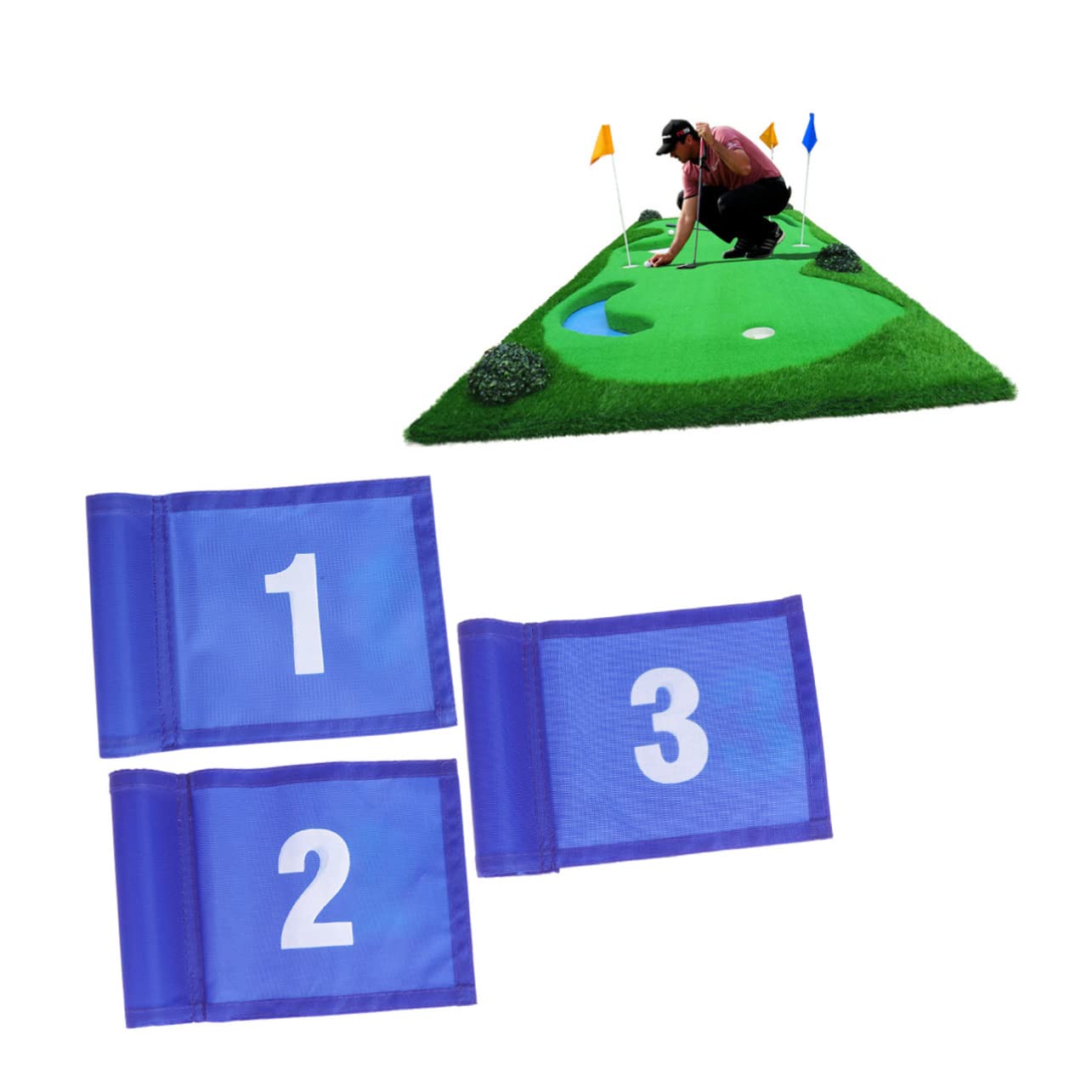 Gogogmee 1PC Durable Monochrome Training Flag Portable for Golf Practice Blue Number Style Lightweight and Tear Resistant for Outdoor Training Sessions