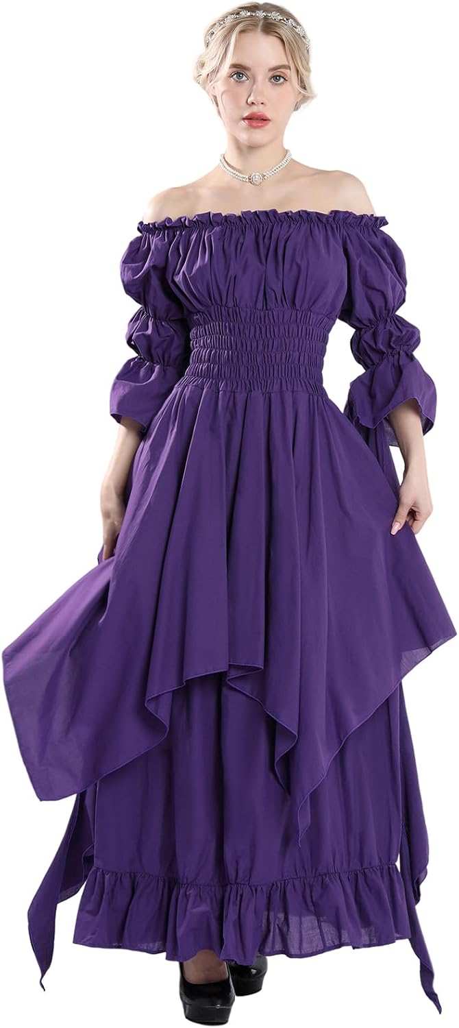 NSPSTT Victorian Dress Renaissance Costume Women Gothic Witch Dress Medieval Wedding Dress