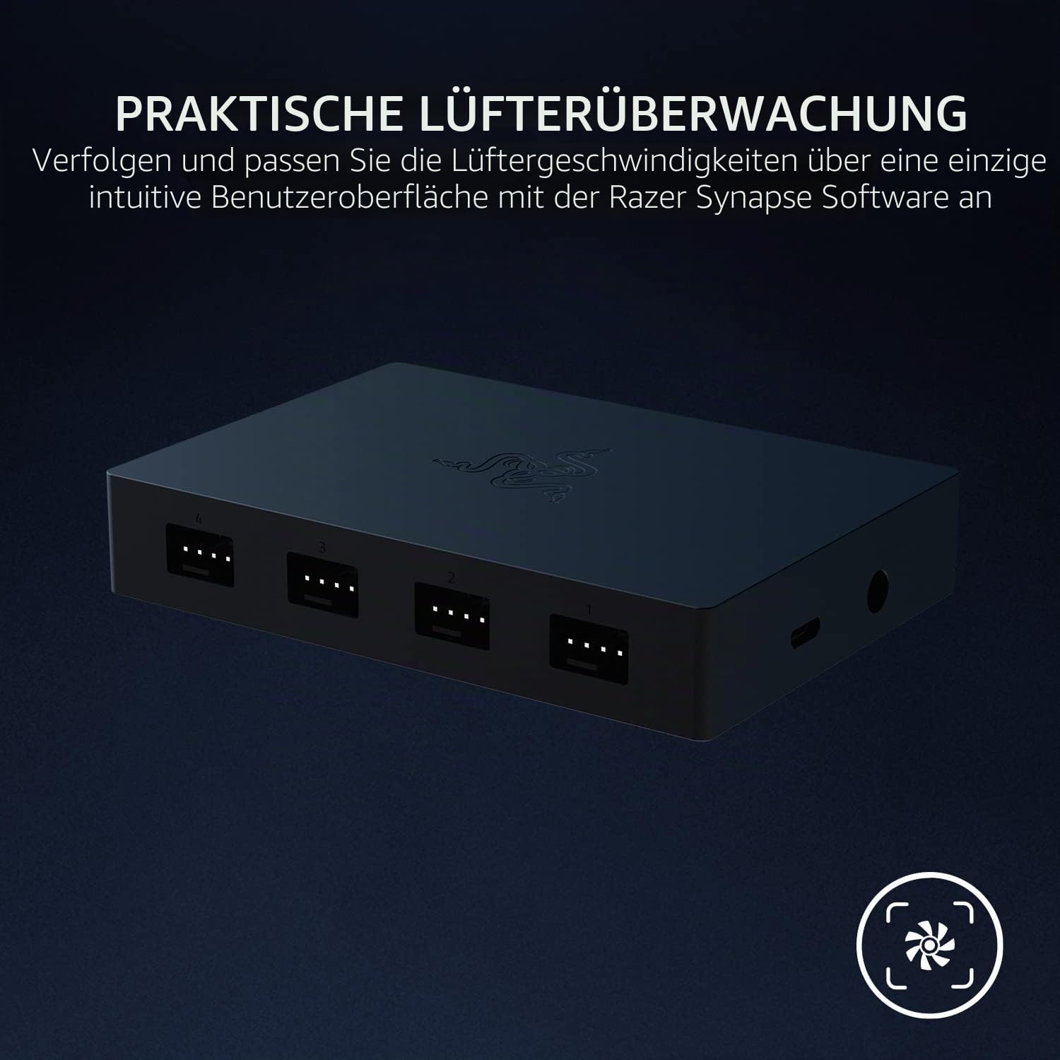 Razer PWM PC-Lüftersteuerung: verbindet bis zu 8 Lüfter, individuelle Lüfterkurven-Profile, praktische Lüfterüberwachung, dünnes Profil