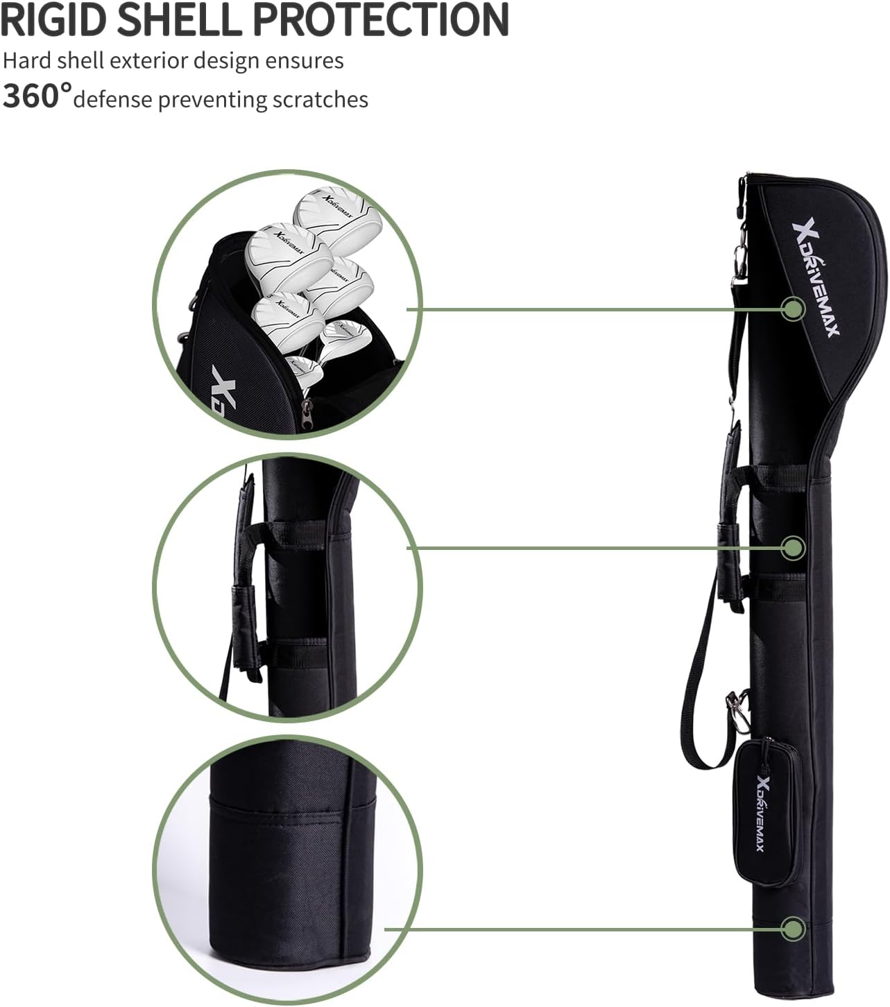 Golf Stand Bag, Lightweight Golf Carry Bag with Full-Length Zipper Protection, Sturdy Golf Club Bag for Multiple Pieces, Driving Range, Par 3 and Executive Courses
