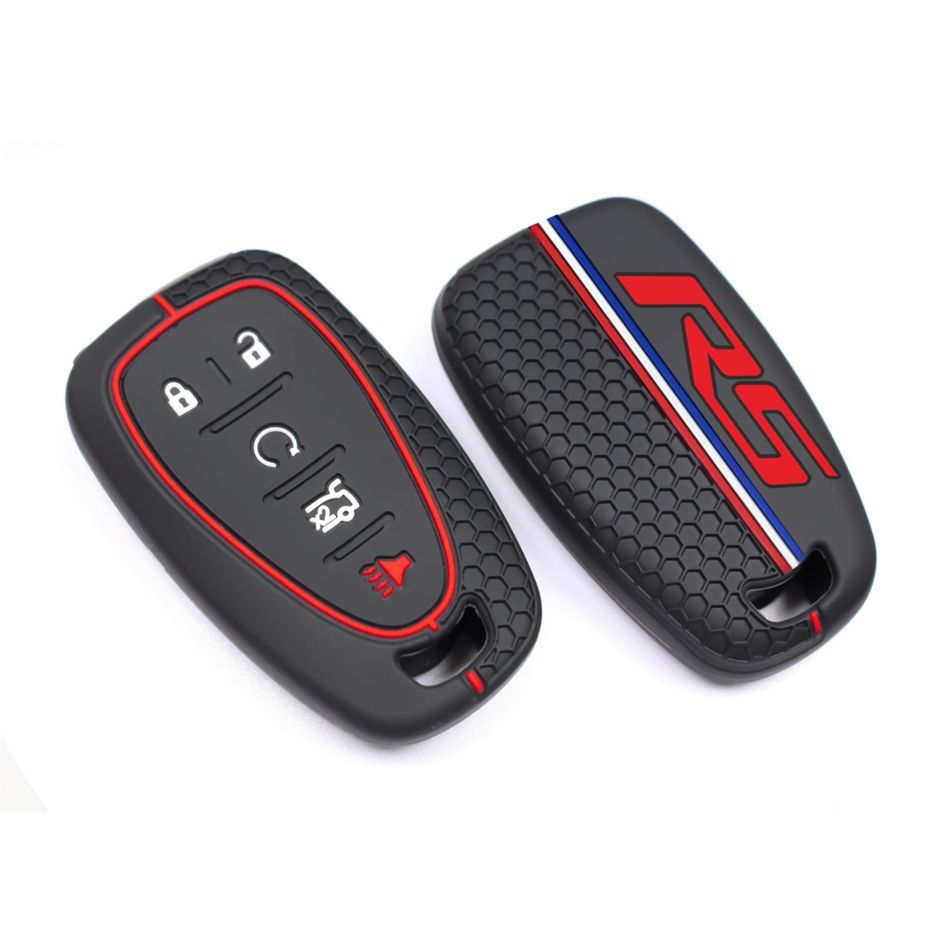 RS emblemat pokrowiec na brelok do kluczy Camaro RS Equinox Malibu Traverse Blazer Cruze Trailblazer Trax Sonic Spark pilot zdalnego sterowania etui na klucze do akcesoriów Chevy (czerwony, RS)