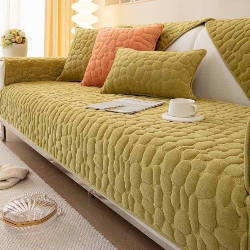 Housse de canapé matelassée peluche chenille lavable 90x70