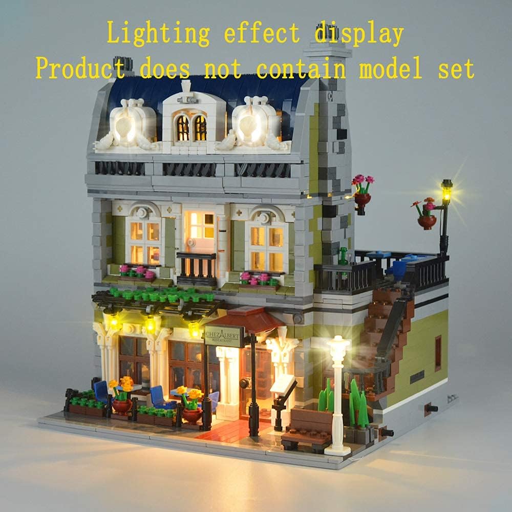 GEAMENT LED Light Kit for Creator Expert Parisian Restaurant - Compatible with Lego 10243 Building Bricks Model (Model Set Not Included)