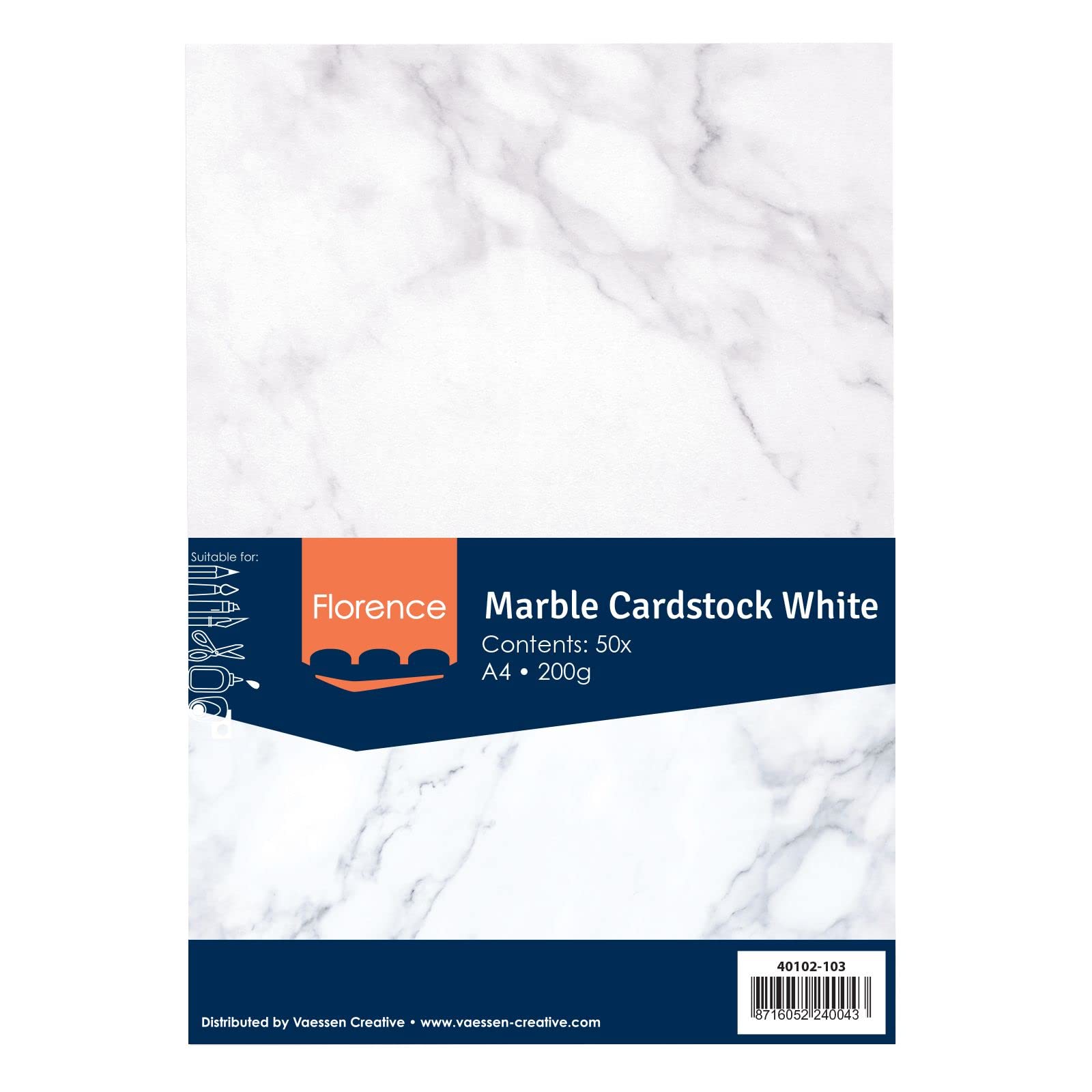 Florence Marble Cardstock - 50 Sheets - A4 - Certificate Paper - White - Parchment Paper for Writing and Craft - 200 GSM - Marble Coloured Card for Scrapbooking, Greeting Cards and Crafts - Image 4