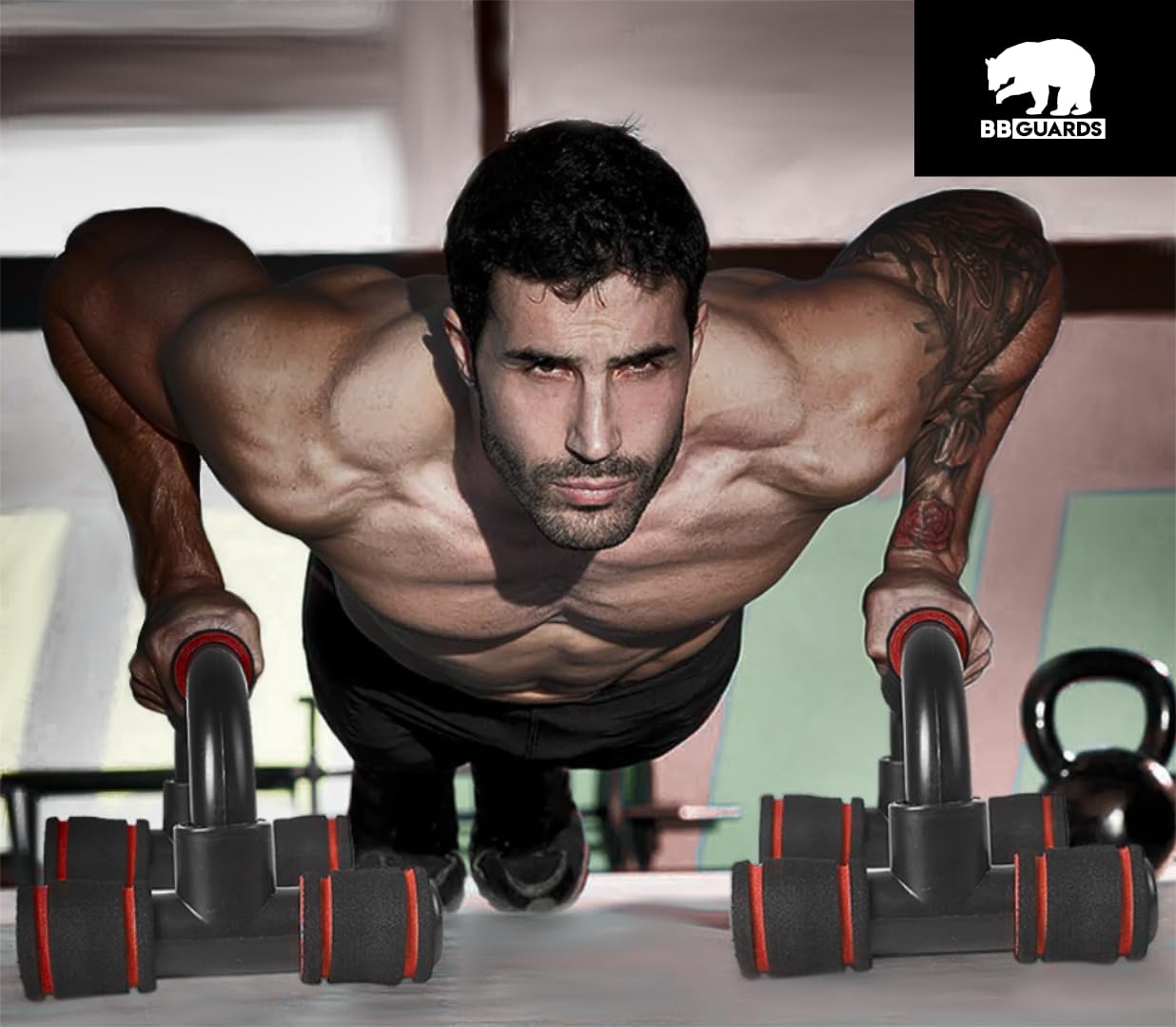 Set de barra de dominadas ajustable, rodillo Abdominal y soportes para Flexiones ideal para Musculación y Fitness. Set Completo de gimnasio en Casa sin Tornillos apto para puertas y paredes