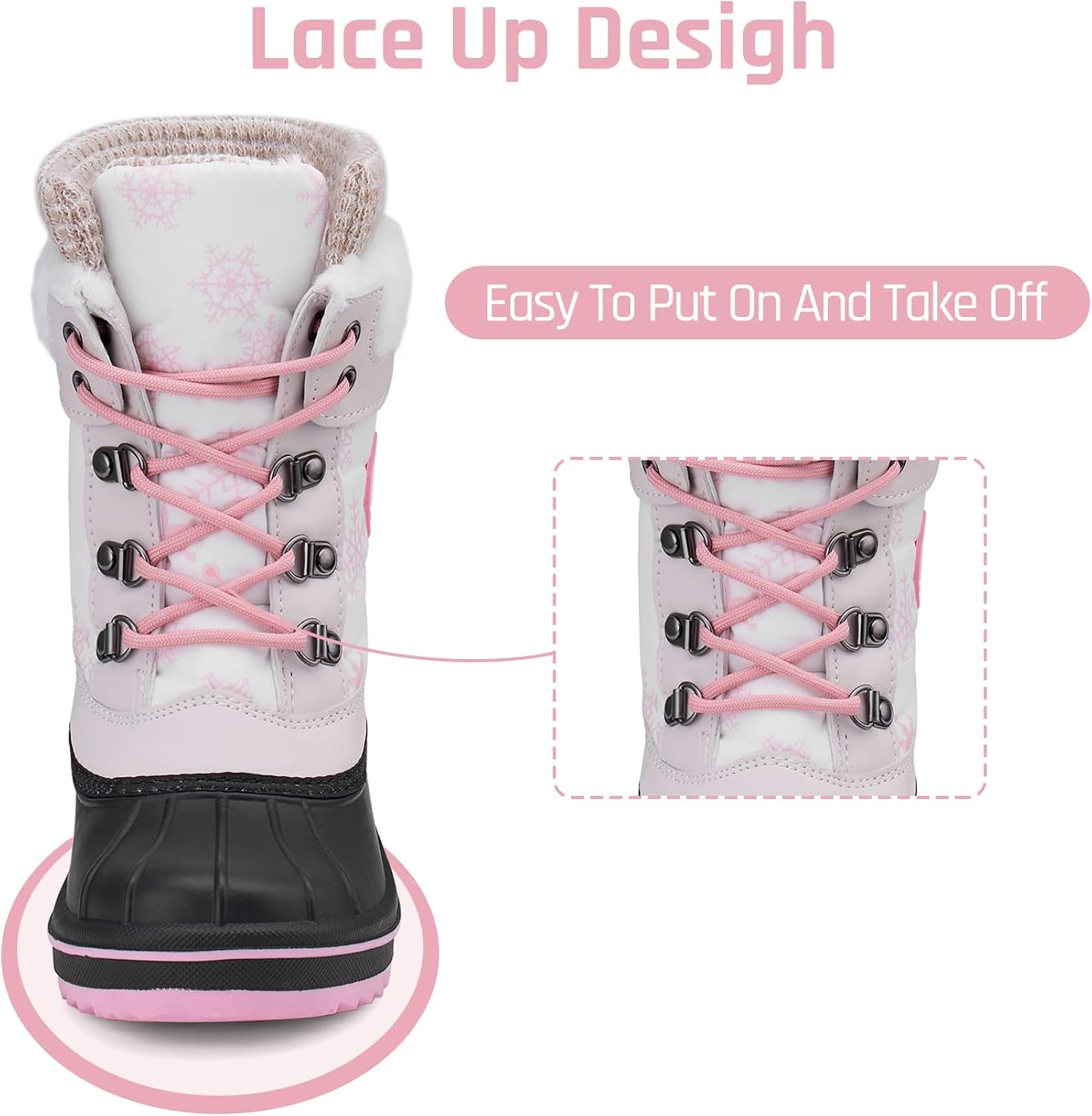 | Boys Girls Winter Snow Boots Warm Anti-Slip Waterproof Kids Cold Weather Shoes (Toddler/Little Kid/Big Kid) | Snow Boots