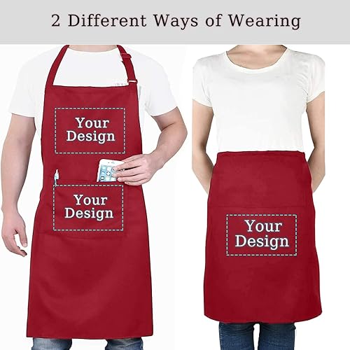 Miniatura 3 de BeautyWill Delantal personalizado con foto Diseño personalizado Nombre Texto Imagen Delantal de Chef Delantal de cocina impermeable