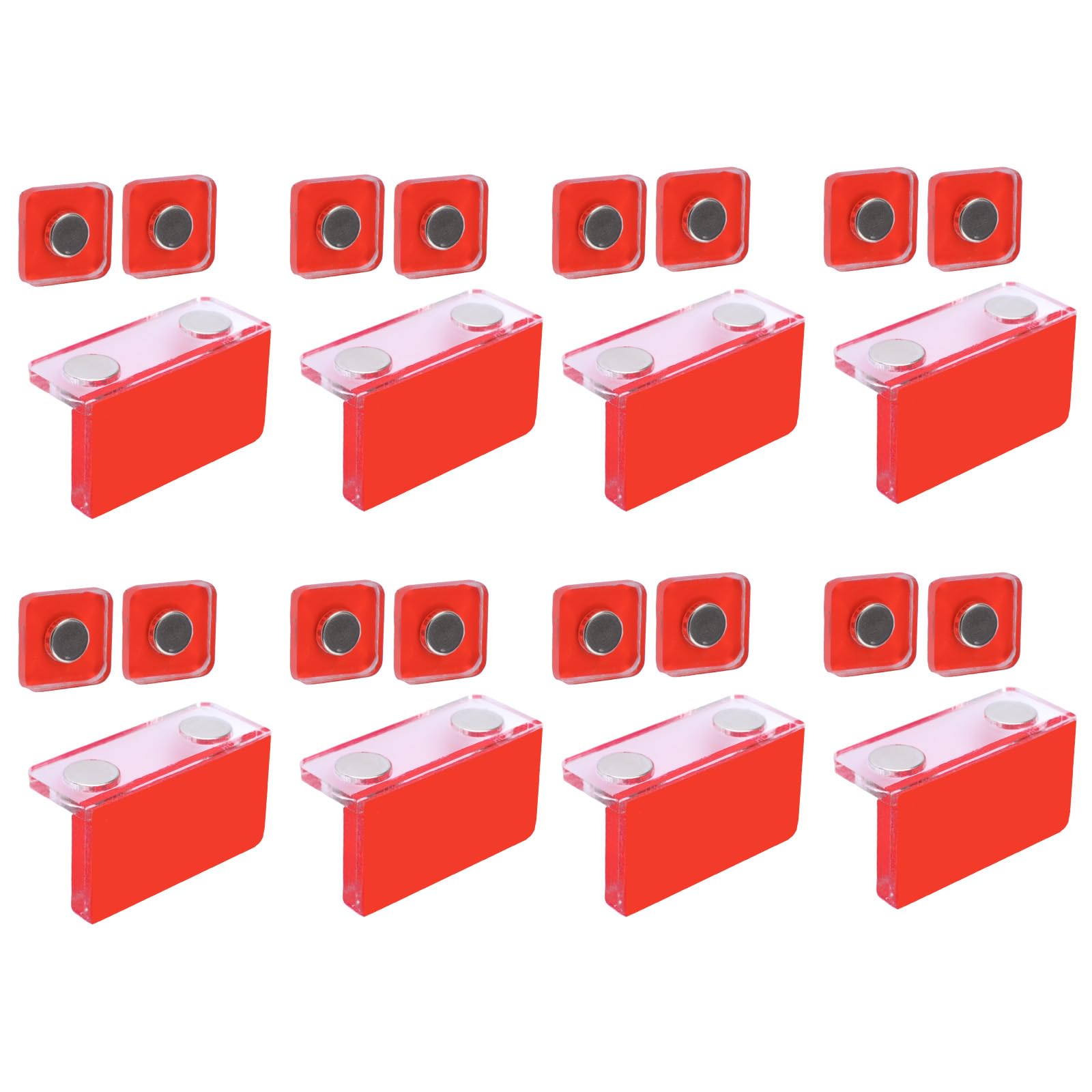 UFURMATE 8 Sets Double Magnetic Door Latches, Self-Adhesive L-Shaped Acrylic Door Closure Magnet Touch Catch for Acrylic/Glass Cupboard Display
