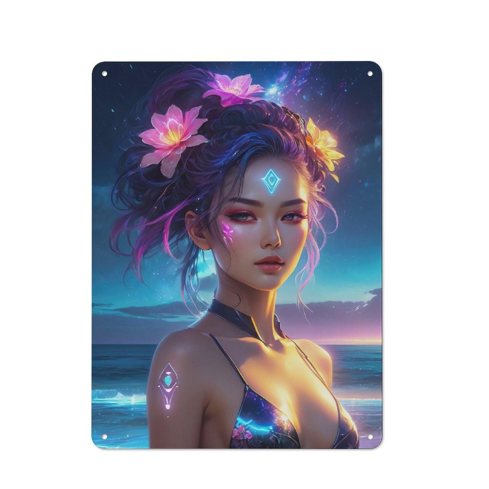 Glowing Girl Office Metal Sign 40x30cm, Understated Office Wall Decor for Workspace, Cafe, Shop Or Desk Area