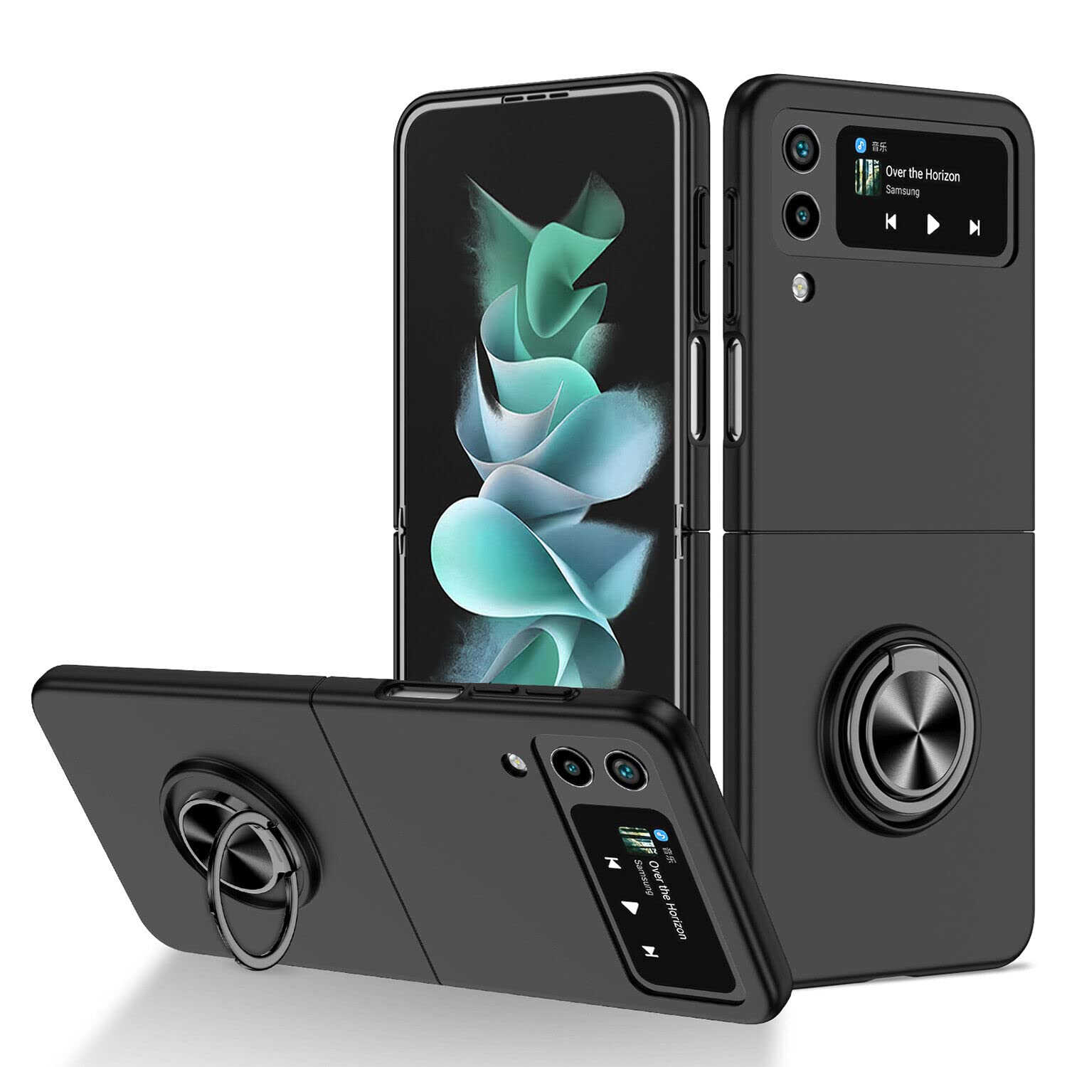 ClickCase Hard Matte Full Body Case for Galaxy Z Flip4 with 360° Built in Magnetic Metal Ring Holder Shockproof Slim Cover for Samsung Galaxy Z Flip 4 5G (Black)-image-22