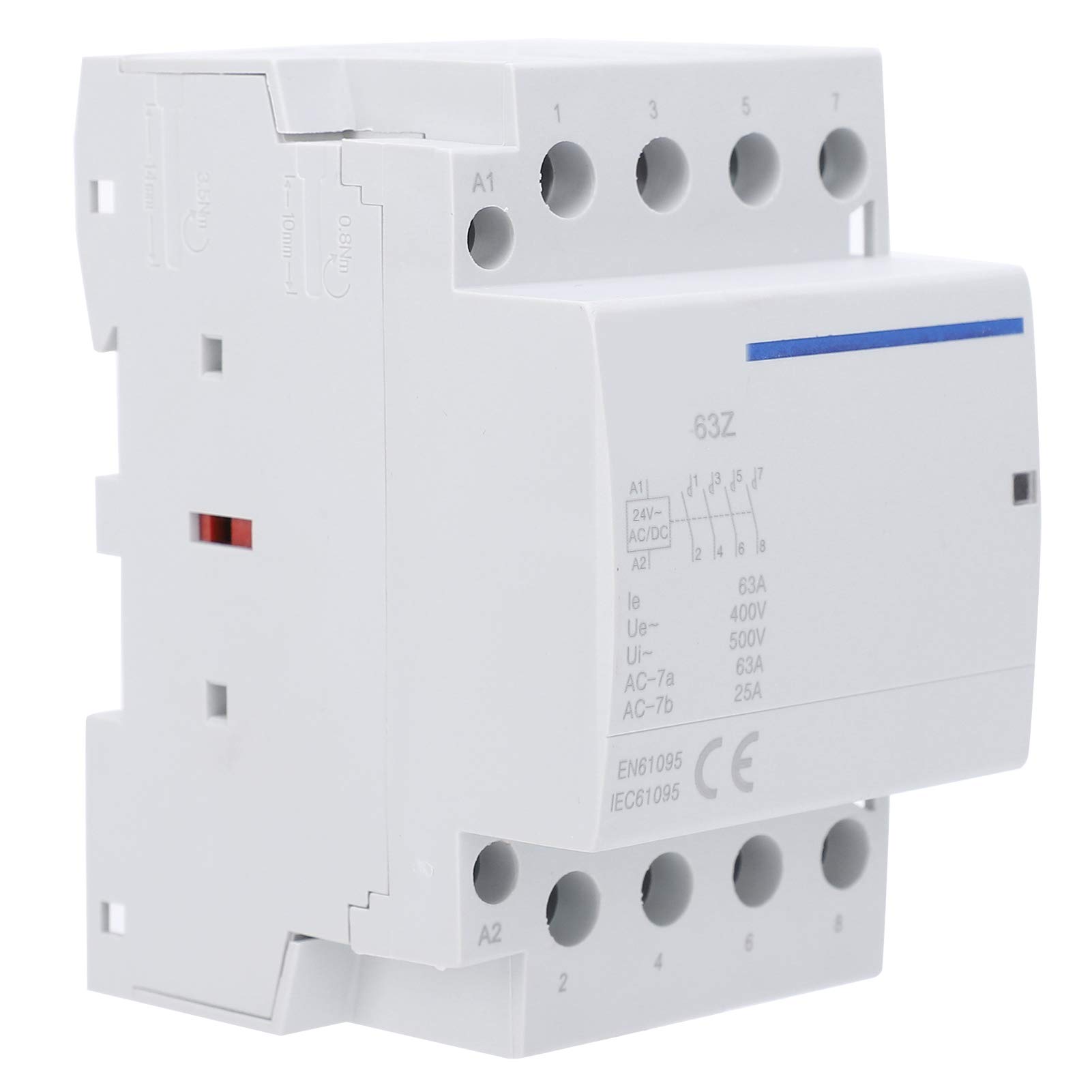 Spannungsschütz, BCH8-63 4NO 63A 400V AC/DC Elektronischer modularer Spulenschalter für Häuser, Hotels, Wohnungen (AC/DC 24V)