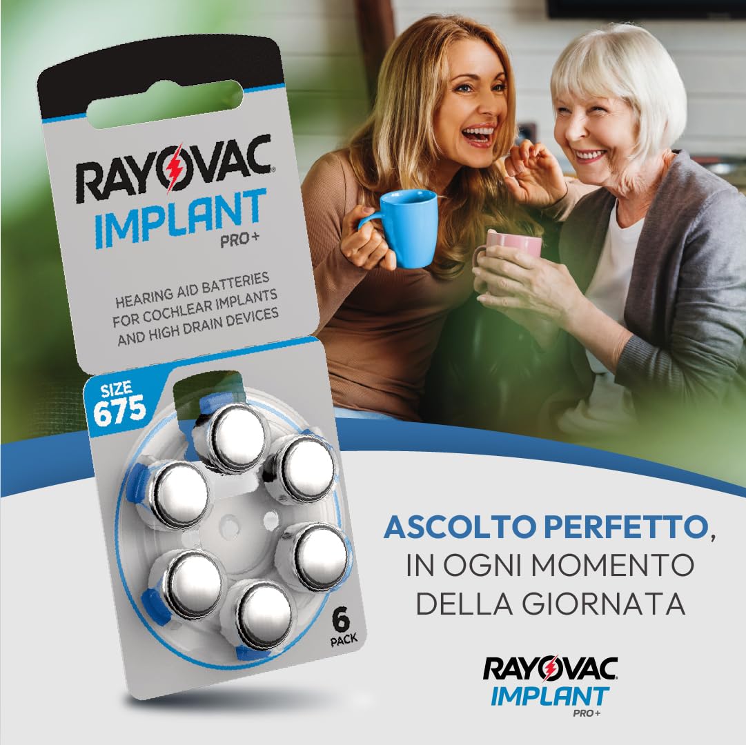 Pilas Rayovac Implant Pro+ 675I para implantes cocleares, tecnología Zinc-Aire, Larga duración, sin Mercurio ni cadmio (90 Pilas para implantes cocleares Rayovac)