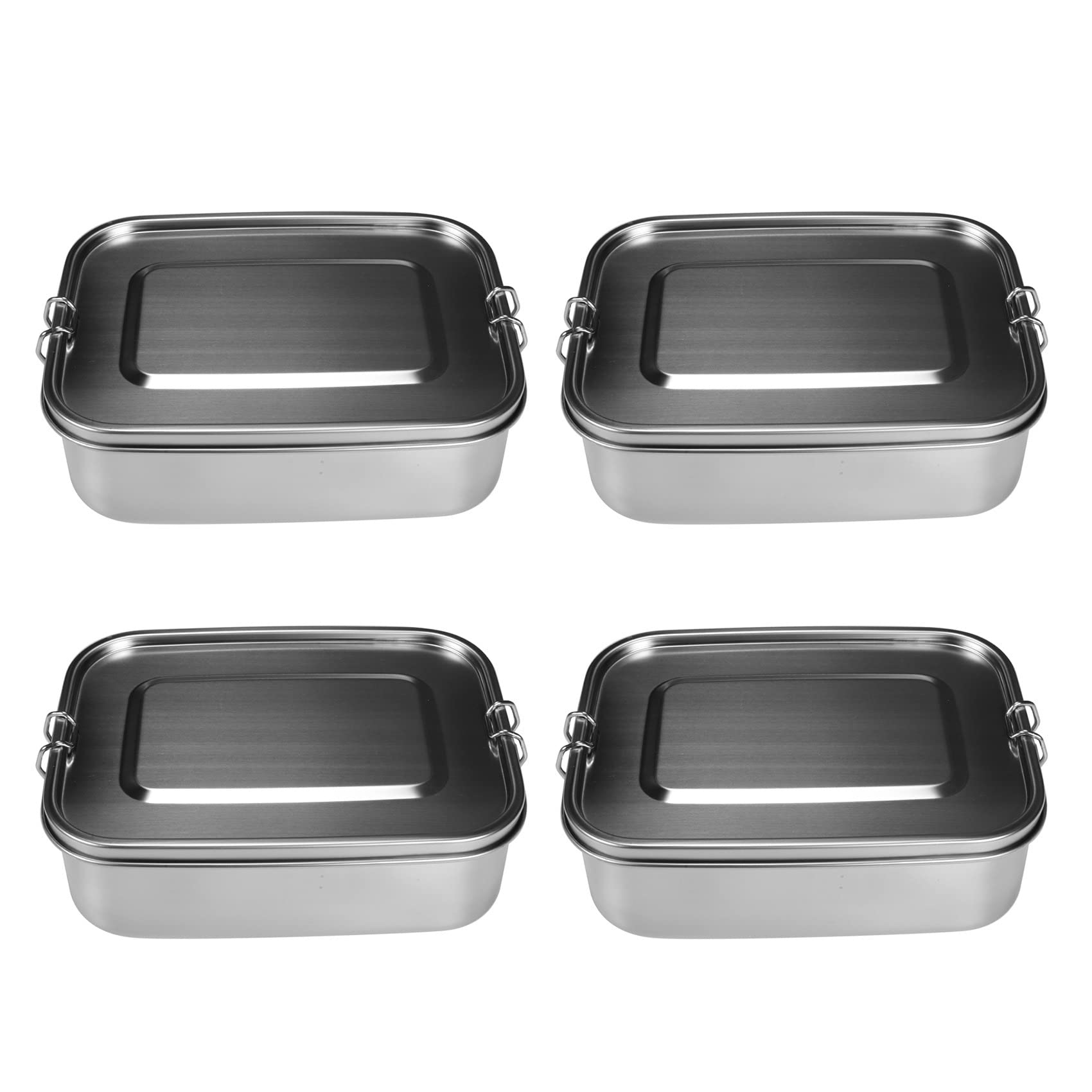 Hndhbfgrt 4X Stainless Steel Bento Box Lunch Container,3-Compartment Bento Lunch Box for Sandwich and Two Sides,1400 Ml