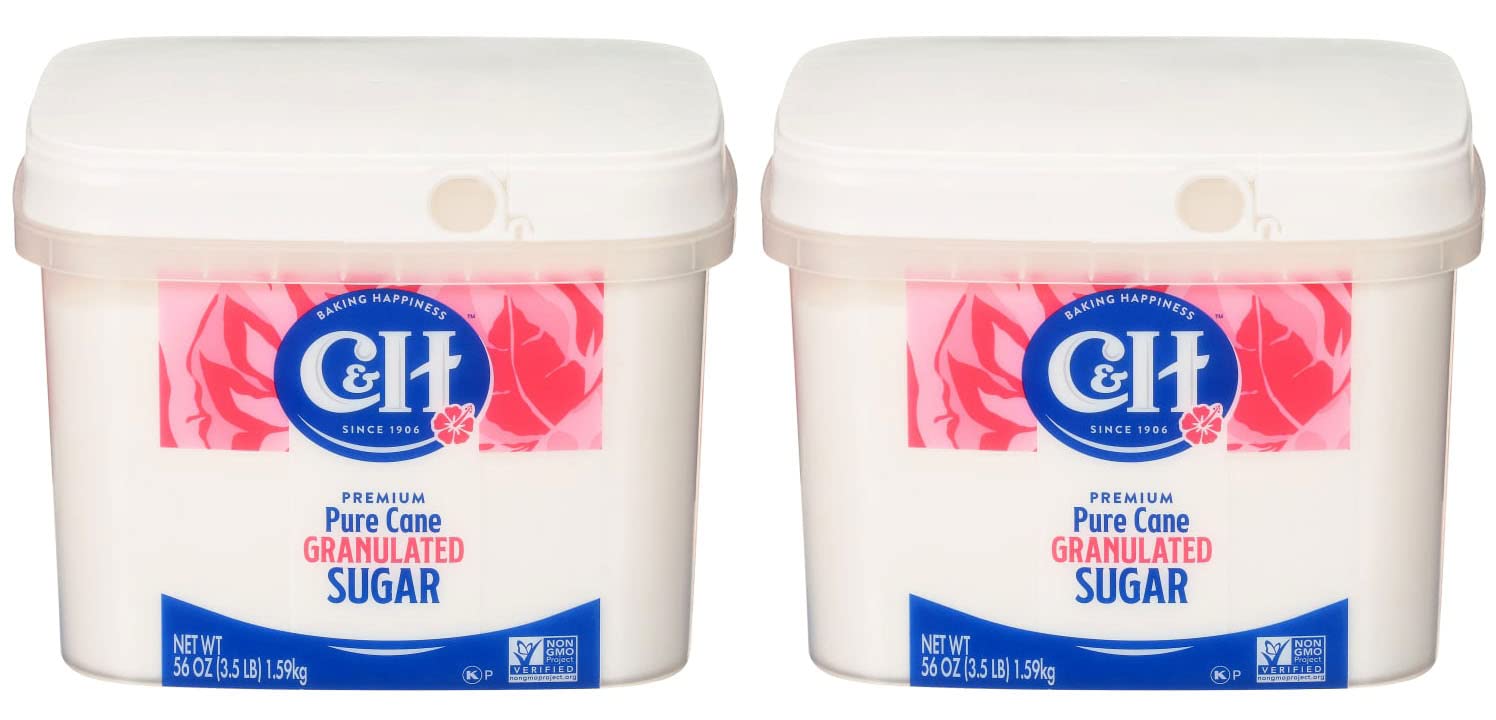 C&H Premium Pure Cane Granulated Sugar, 3.5 LB Easy Baking Tub (Pack of 2)