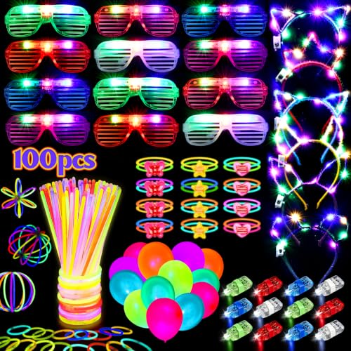 100 Bâtons phosphorescents et 158 accessoires de fête pour raves