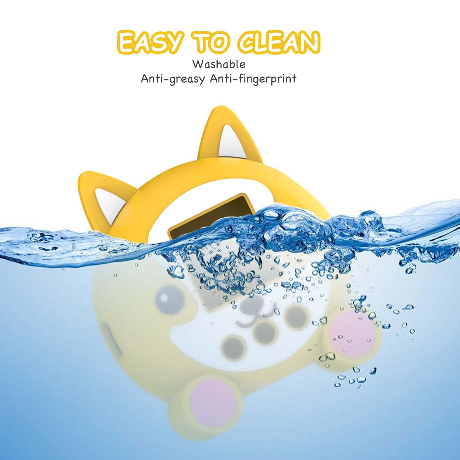 Silicone Protective case for Punirunes Interactive Digital Toy, Cute Cartoon Dog Design Skin Sleeve for Punirunes Electronic Pets Machine, with Lanyard Easy Carry,Scratch Shock Protection (Yellow)