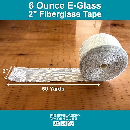 Miniatura 3 de Cinta de tela de fibra de vidrio, 6 onzas, 2 pulgadas de ancho por 50 yardas (150 pies), cinta de vidrio electrónico de alto rendimiento para