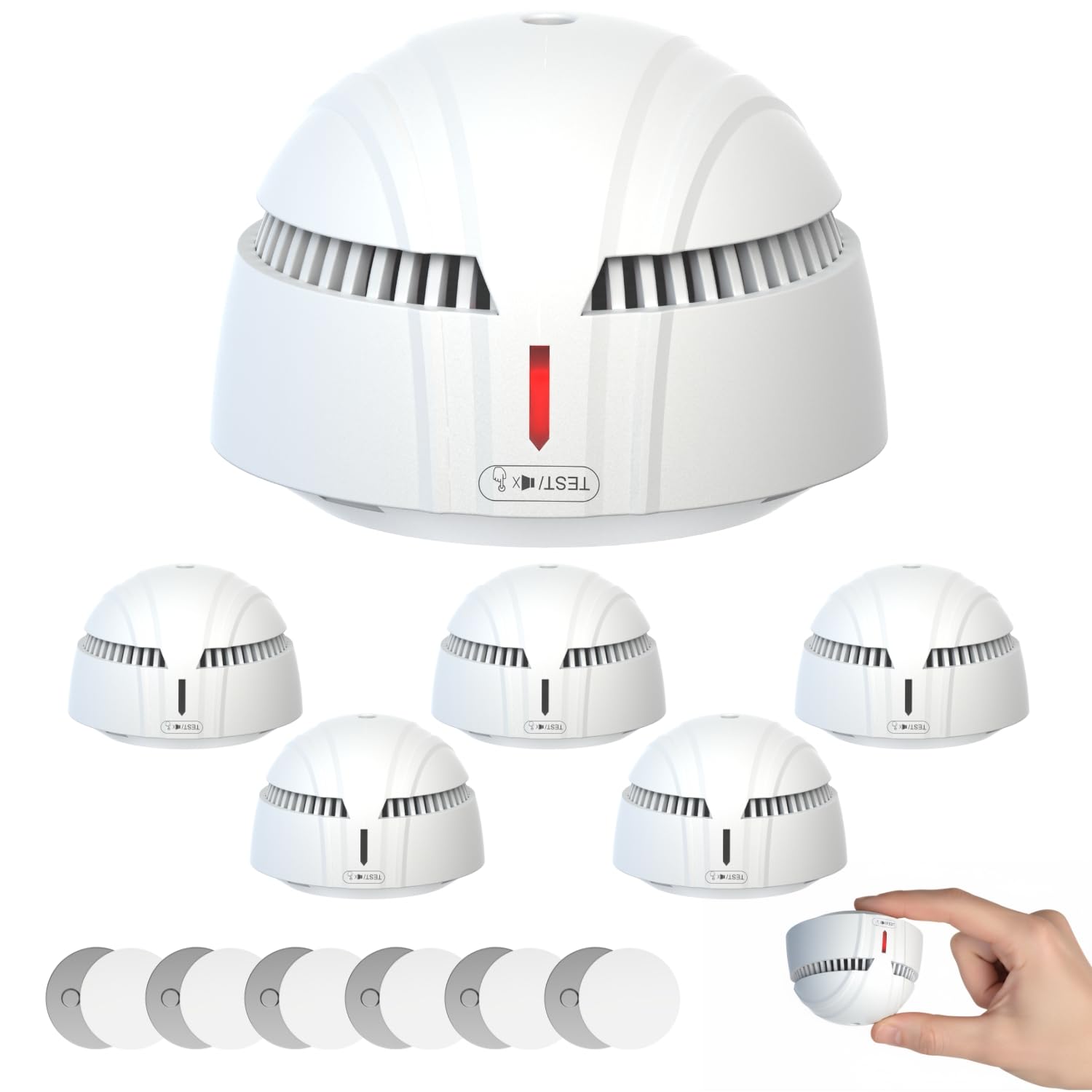 DAYTECH - Mini detector de humo con 10 años de batería, instalación fácil, alarma contra incendios, detector de humo sin perforación con soporte magnético, ideal para casa, apartamento y alquiler