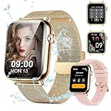 【1+1 Armband & Passend zur Mode】Smartwatch Damen Herren ist mit zwei verschiedenen Arten und Materialien von Armbändern ausgestattet, Stahlband und Silikonband, um die Bedürfnisse des Tragens in verschiedenen Szenarien wie Freizeit, Sport, Dating, Einkaufen, Büro, Party, etc. zu erfüllen, was Ihnen eine gute Stimmung bringt.