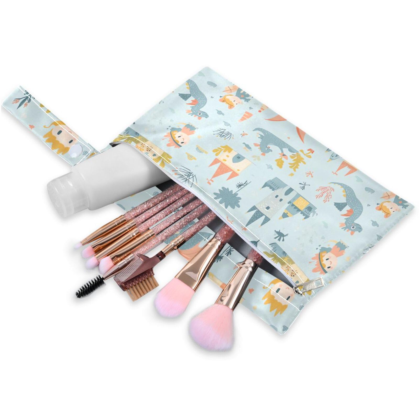 Coikll Wet Dry Bags for Cloth Diaper 2 Pack Waterproof Yoga Gym Bag for Swimsuit Wet Clothes Baby Items-?Castle and Dinosaur?