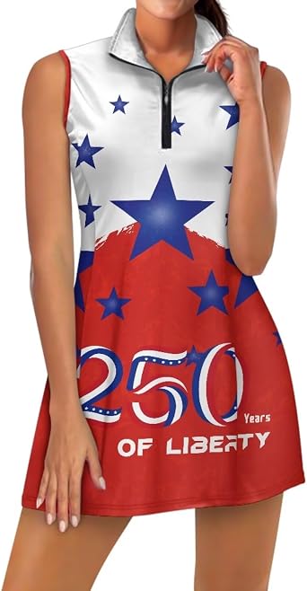 Sleeveless Golf Tennis Dress with Shorts and Pockets XS-2XL