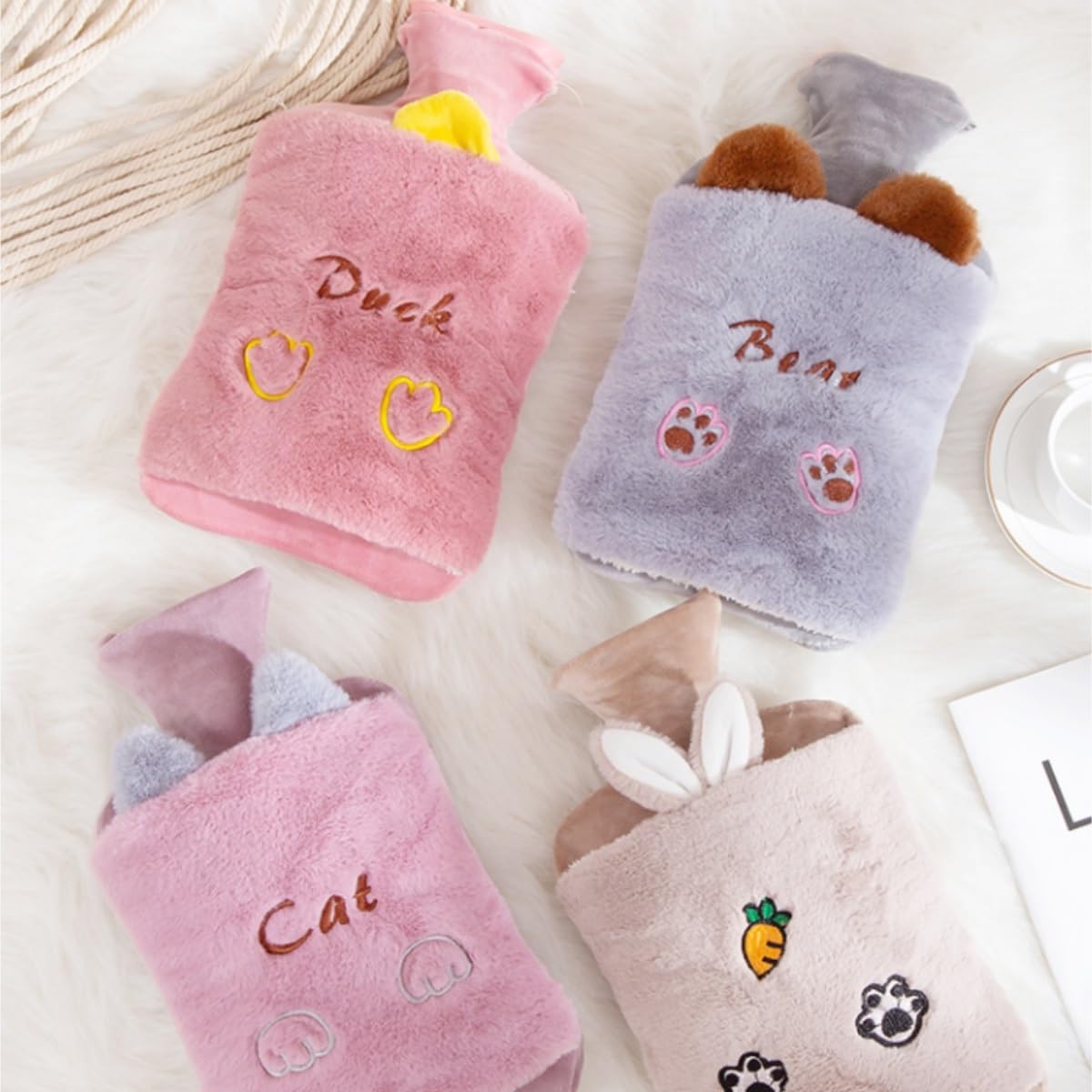 Bolsa de Agua Caliente Bolsa De Agua Caliente Llena De Agua Abrigo De Peluche Calentador De Pies Compresa Caliente Bolsa De Agua Caliente Hot Water Bottle Segura(Bruin)
