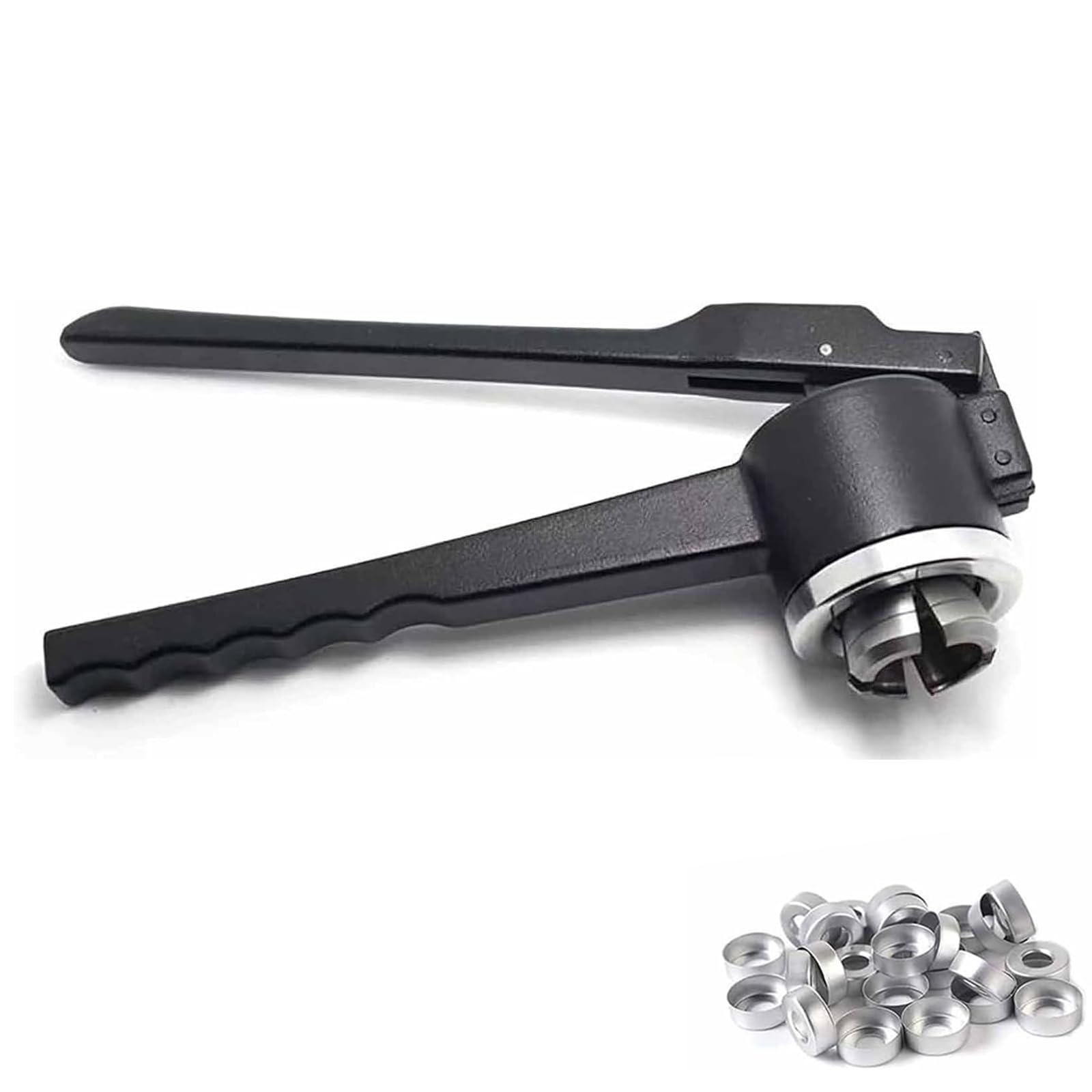 Crimpadora de viales de perfume de acero inoxidable, herramienta manual de sellado manual para tapas de aluminio, máquina prensadora de viales abatible de 11-20 mm