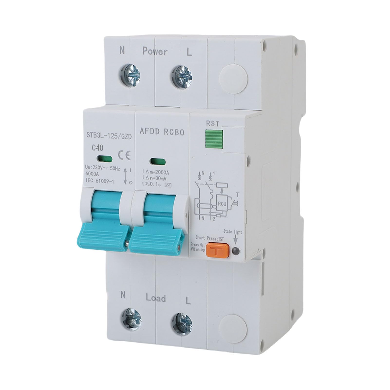 Ausla AFDD Dispositif de Protection contre les Défauts d'arc, Disjoncteur PC 2P RCBO 6KA 30 MA Type A, Fuite de Surcharge de Court-Circuit pour Une Utilisation Résidentielle, Commerciale, Hôtelière