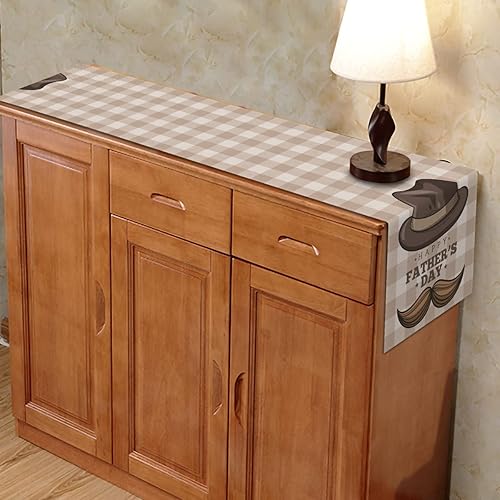 Miniatura 3 de Camino de mesa de lino para el día del padre, diseño a cuadros de búfalo Best Dad Ever para interiores y exteriores, decoración de fiesta para el