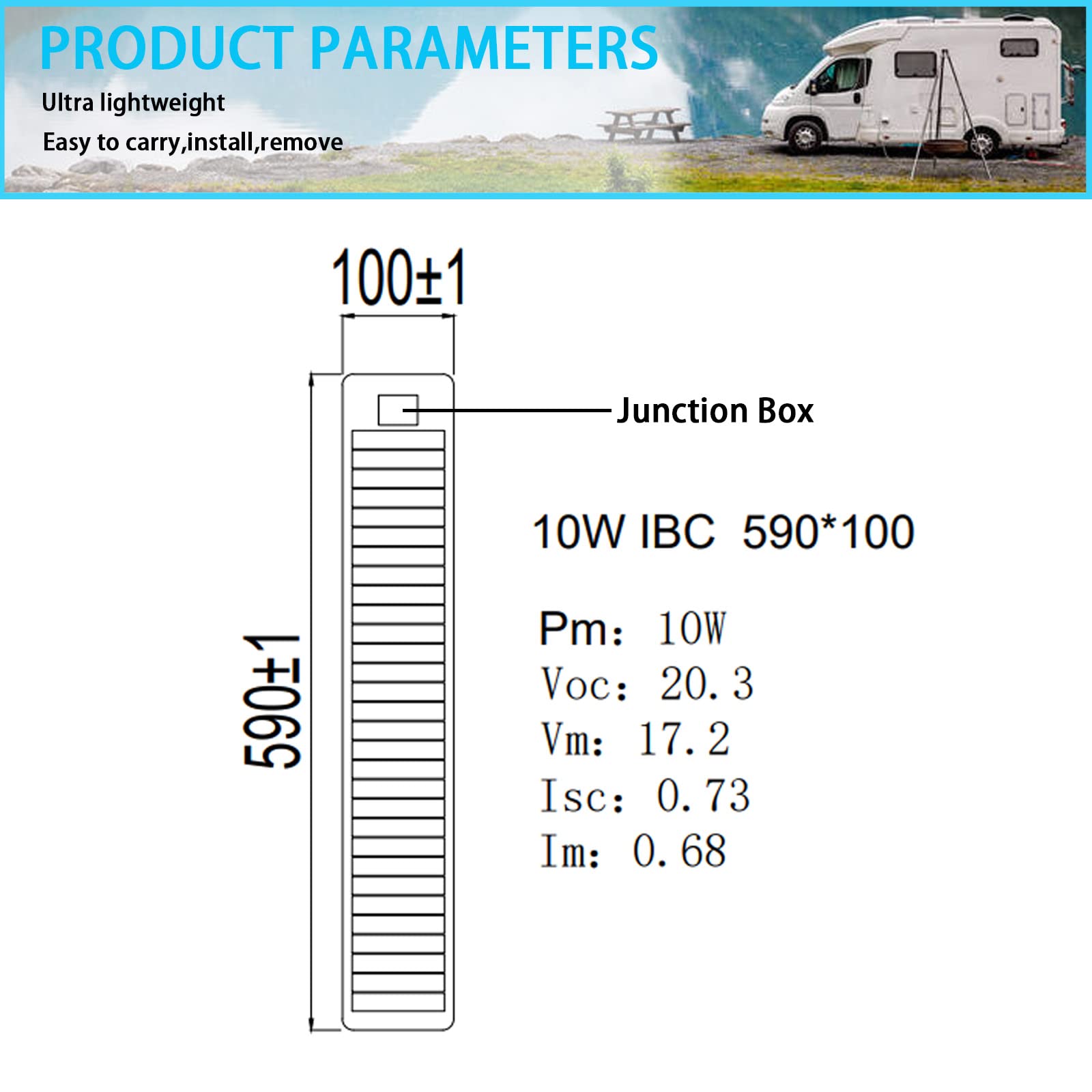 Enjoy Solar® Mono 130W 12V Monokristallines Solarmodul PERC