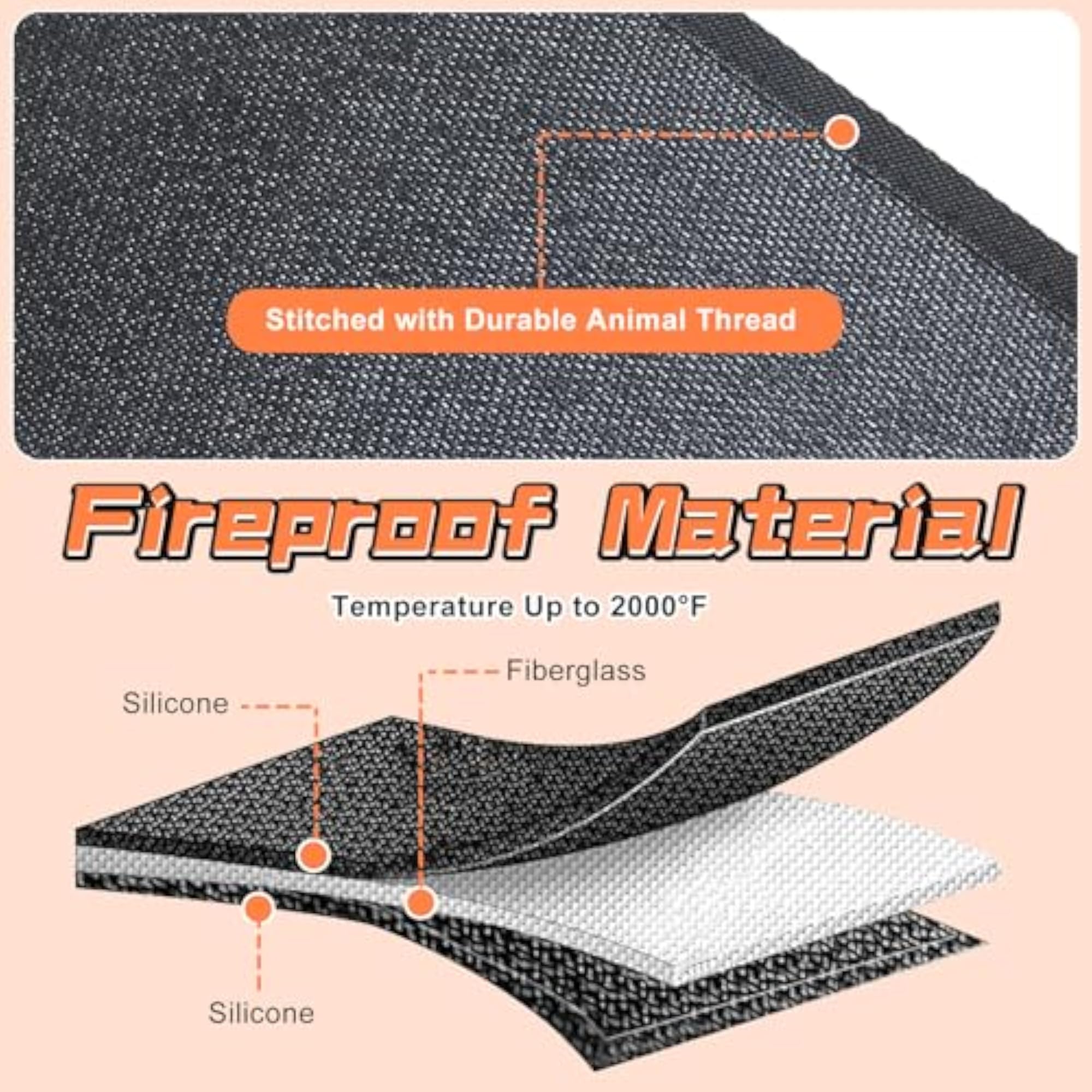 Fireproof Fireplace Mat, D-Shaped Hearth Rug